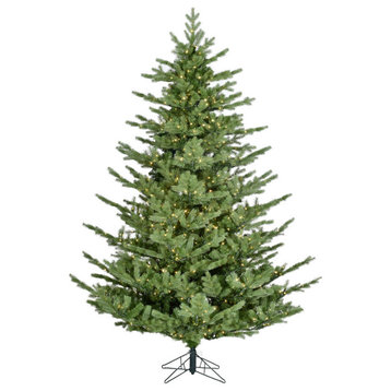 7.5 ft Foxtail Pine Artificial Xmas Tree With Warm White Fairy LED Lights, White Light