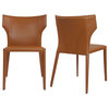 Elite Living Adoro, Set of 2, Wingback Stackable Dining Chair, Cognac