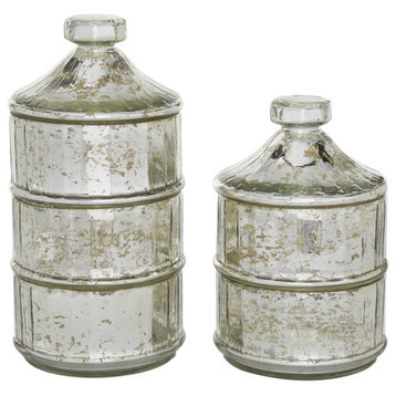 Vintage Gray Glass Decorative Jars Set 82781