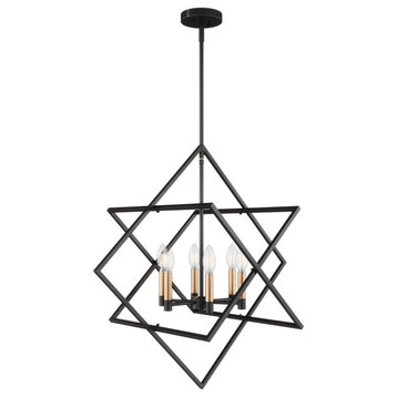 Modern Black 6-Light Geometric Lantern Hanging Light Fixture