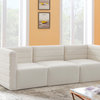 Quincy Velvet Upholstered 3-Piece Modular Sofa, Cream