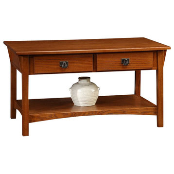 Leick Furniture Mission Two Drawer Storage Wood Coffee Table in Russet