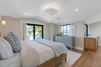 Beach style home design photo in New York
