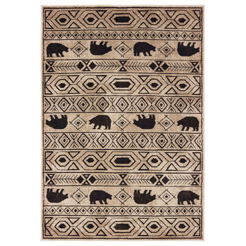 Woodlands 9651A Rug, Ivory/Black, 1'10"x3'0"