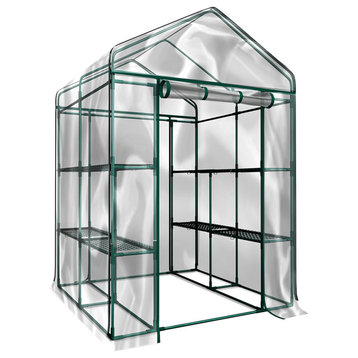 Walk-In Greenhouse Portable Green House With 8 Shelves and PVC Cover