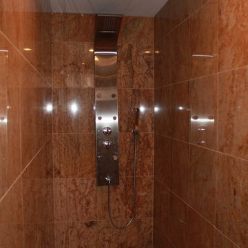 Marble walk in shower