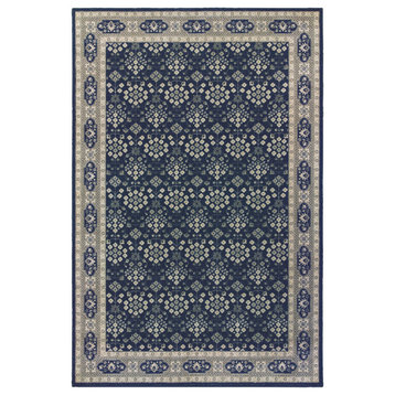 Rowen Traditional Persian Navy and Gray Rug, 6'7"x9'6"