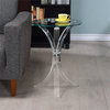 Bowery Hill Round Contemporary Glass Accent End Table in Clear