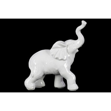 Urban Trends Porcelain Elephant Statue With White