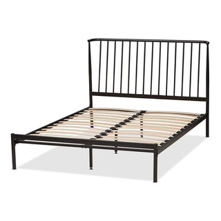 Baxton Studio Sabine Queen Metal Spindle Platform Bed in Black