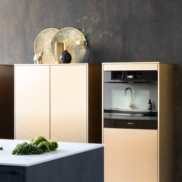 Gold and Black Steel German Kitchen by Pronorm