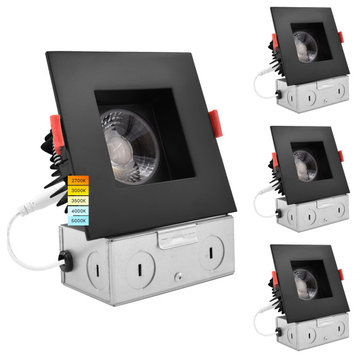 Luxrite 4" LED Recessed Light 15W 5 Color Option Black 4 Pack