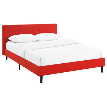 Linnea Full Upholstered Fabric Bed, Atomic Red
