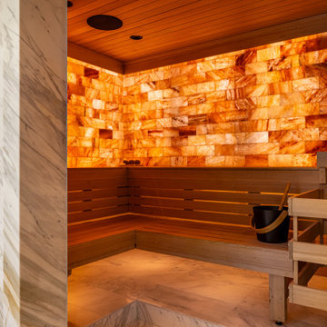 Custom Home Master Bath Hemlock & Salt Wall Sauna in Rancho Santa Fe