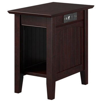 Home Square 2 Piece Nantucket Solid Wood Charger End Table Set in Espresso