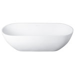 Altair - Ryder Flatbottom Freestanding Solid Surface Soaking Bathtub, Matte White, 69inch - Our Ryder Soaking Bathtub is not just a high-performance bathroom fixture it 's a distinctive centerpiece that transforms any space from plain to perfection. With built-in piping and clean lines, this tub captures the essence of minimalist style. Its thoughtful design features an ergonomic slope that cradles you while you bathe, ensuring comfort even during extended soaks. The Ryder is durably constructed with non-porous surface stone that keeps stains and scratches at bay, ensuring a pristine appearance for years to come.