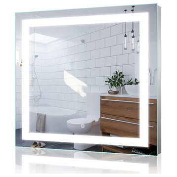 LED Backlit Mirror, Vertical/Horizontal, Wall Mount, Hardwire, 36x36", 1 Button