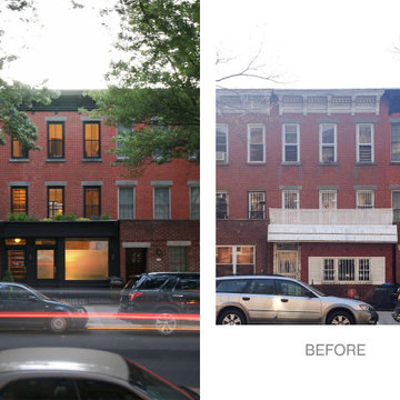 Transformed front facade of Landmarked Brooklyn townhouse