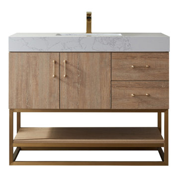 Alistair Vanity, North American Oak With Countertop, 42", Without Mirror