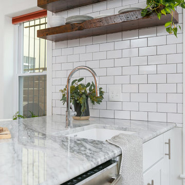 Center City, Philadelphia: Trendy White Kitchen Remodel with Rustic Accents
