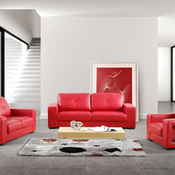 Modern Red Bonded Leather Sofa Set - $1741.25 - Living Room Furniture Sets