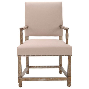 Tolen Arm Chair With Brass Nail Heads Taupe