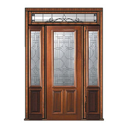 Prehung Sidelights-Transom Door 96 Wood Mahogany Marsala 2/3 Lite - Front Doors