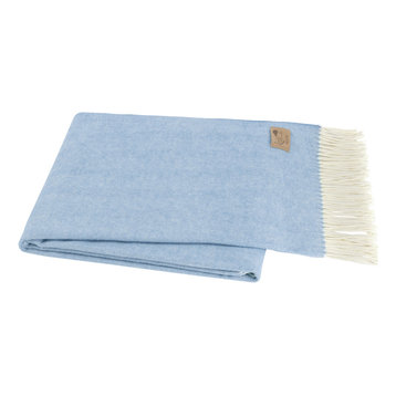 Italian Herringbone Throw, Blue Denim