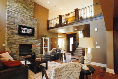 Family room - contemporary family room idea in Omaha