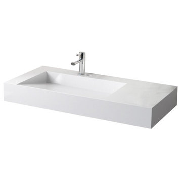 Badeloft Stone Resin Wall-mounted Sink, Glossy White
