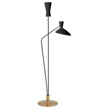 Austen Floor Lamp, 2-Light, Matte Black, 70.25"H (ARN 1712BLK CHTJJ)