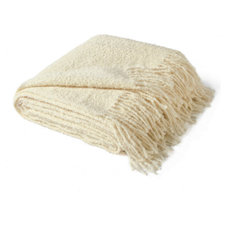 Alpaca Boucle Throw 140x180Cm, Ivory