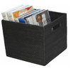 Square Rattan Storage Basket, Black