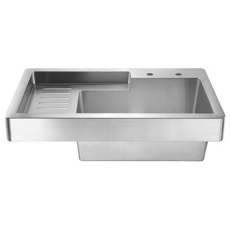 Pearlhaus Single Bowl Drop In Utility Sink With Drainboard