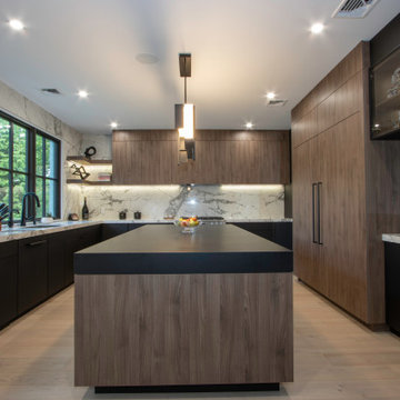 Modern Black and Wood Kitchen - Alpine, NJ