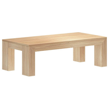Modern Coffee Table, Pine Frame With Straight Legs & Rectangle Top, Blonde/48"