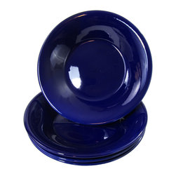 Le Souk Ceramique - Stoneware Salad/Pasta Bowls, Set of 4, Blue - Serving And Salad Bowls
