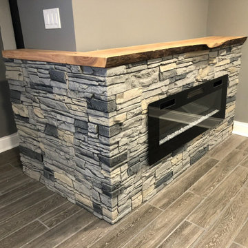 Inexpensive Design for an Electric Fireplace Using Northern Slate Stacked Stone