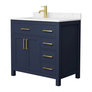 Dark Blue / Carrara Cultured Marble Top / Brushed Gold Hardware