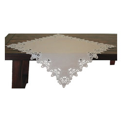 Xia Home Fashions - Victorian Lace Embroidered Cutwork Table Topper, 34"x34" - Tablecloths