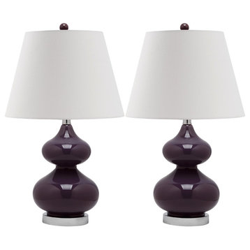 Safavieh Eva Double Gourd Glass Lamps, Set of 2, Dark Purple
