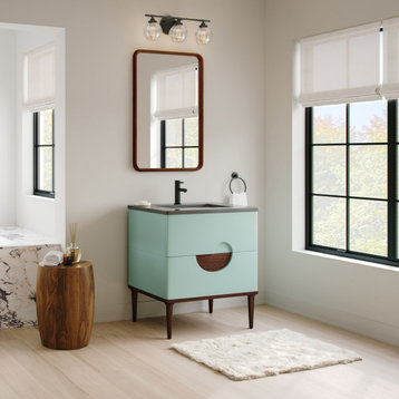 Rhonda Bathroom Vanity, Single Sink, 30", Aloe Green, Freestanding