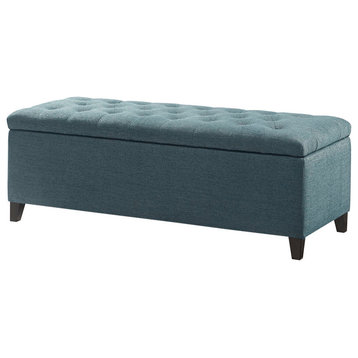 Madison Park Shandra Upholstered Soft Close Storage Bench, Blue