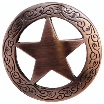 Star Knob With Engraved Edge, Satin Copper Ox
