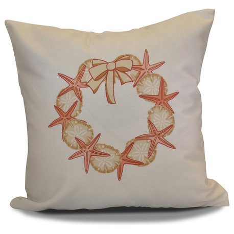 Decorative Holiday Pillow Geometric Print, Coral, 18"x18"