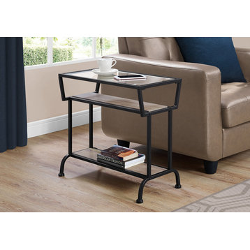 2-Tier Accent Table, Tempered Glass, Brown