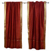 Rust Rod Pocket  Sheer Sari Cafe Curtain / Drape / Panel  - 43W x 36L - Pair