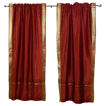 Lined-Rust Rod Pocket  Sheer Sari Curtain / Drape / Panel   - 43W x 84L - Pair