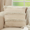 Down-Filled Striped Throw Pillow With Pom Pom Design