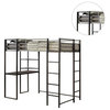 Metal Twin Bed with Workstation, Silver and Gunmetal